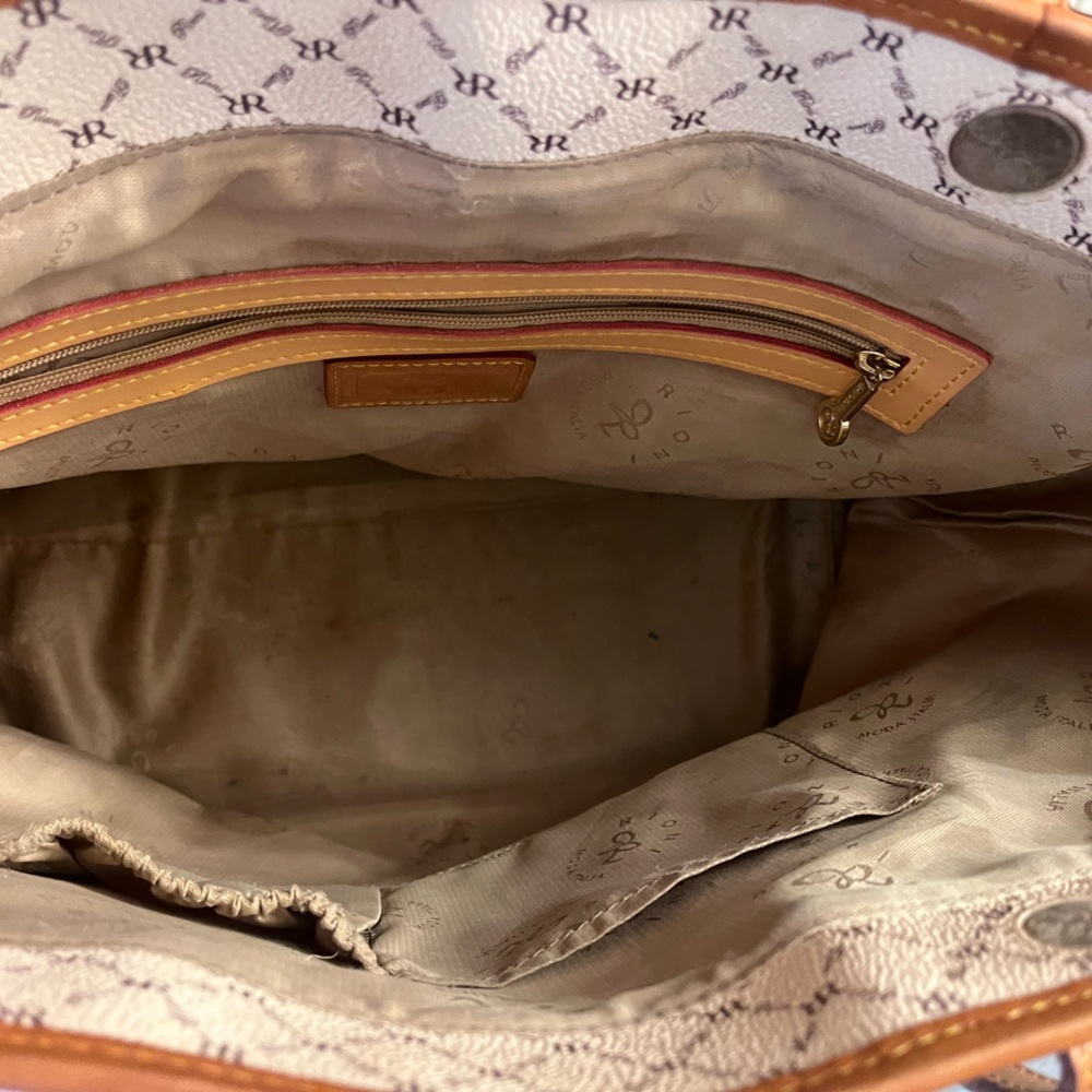 Rioni Tan and Brown Monogram Large Tote - Picture 8 of 9